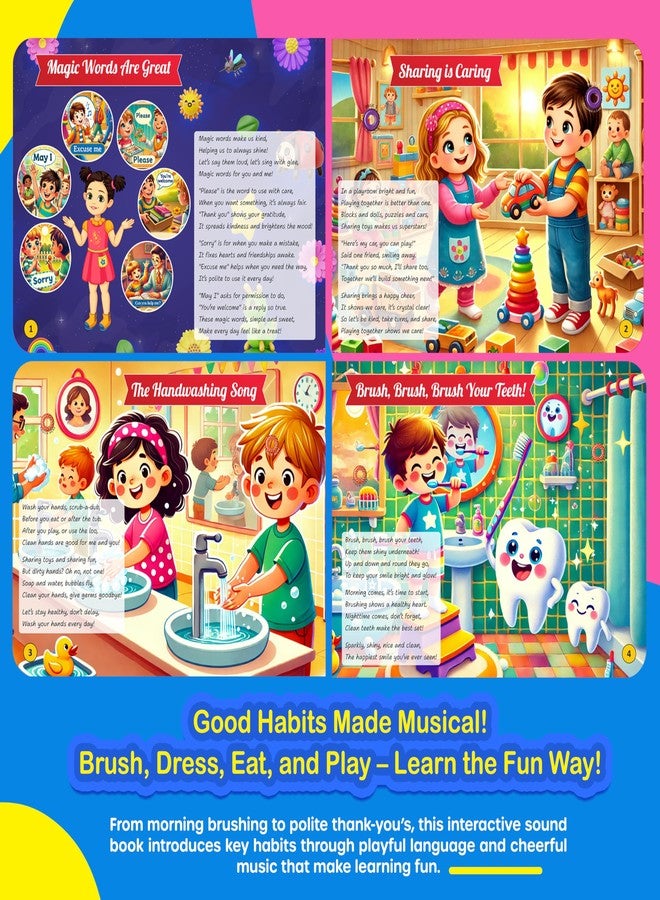 Kiddale Rhymes Book on Good Habits| Musical Sound Book for Kids | Teach Daily Good Habits & Values with Audio & Music | Ideal Gift for Children 2-6 Years - Image 3